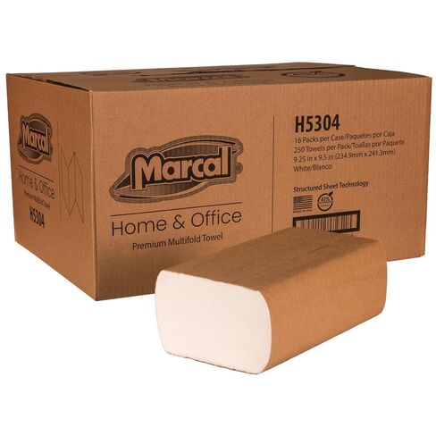 Marcal® Premium Multifold Paper Towels (H5304), 9.25" x 9.5" sheets, White, (250 Sheets/Pack, 16 Packs/Case, 4,000 Sheets/Case), Perfect for Home & Office, Away-from-Home Products, Bulk Towels in Kuwait