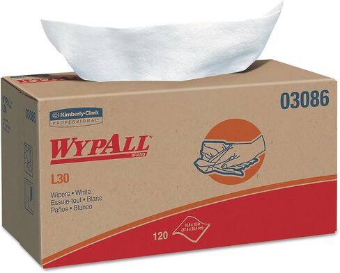 مساحات WYPALL L30، 10 × 9 4/5، أبيض، 120/صندوق منبثق، 10 صناديق/كرتون in Kuwait