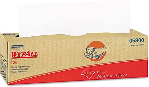 مساحات WYPALL L30، 10 × 9 4/5، أبيض، 120/صندوق منبثق، 10 صناديق/كرتون in Kuwait
