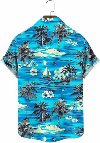 Men's Hawaiian Quick Dry Short Sleeve Button Down Tropical Floral Beach Vacation Shirt Summer Casual Loose Fit Tops in Kuwait