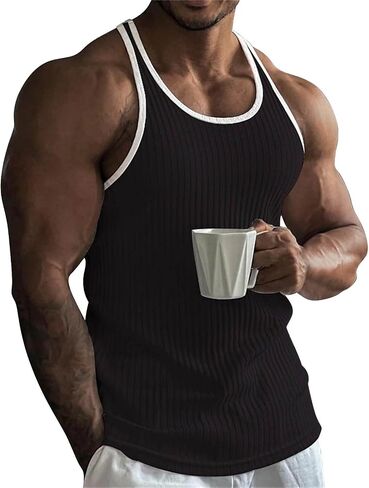 Mens Racerback Workout Tank Top Gym Athletic Bodybuilding Sleeveless T Shirts Summer Sports Fitness Camo Cut Off Tee in Kuwait