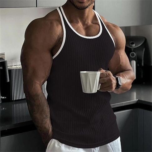 Mens Racerback Workout Tank Top Gym Athletic Bodybuilding Sleeveless T Shirts Summer Sports Fitness Camo Cut Off Tee in Kuwait