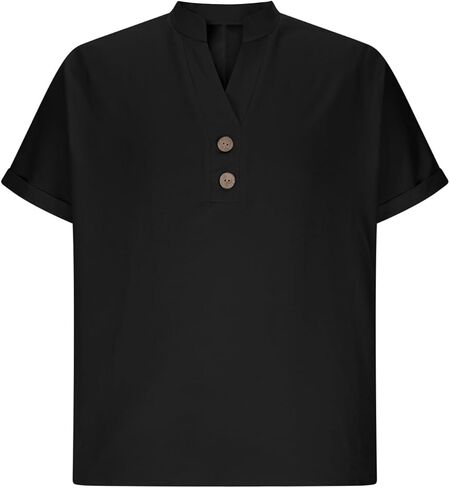 Henley Shirt for Man Short Sleeve V-Neck Tees Button Up Casual Vacation Fashion Basic Beach T-Shirts in Kuwait