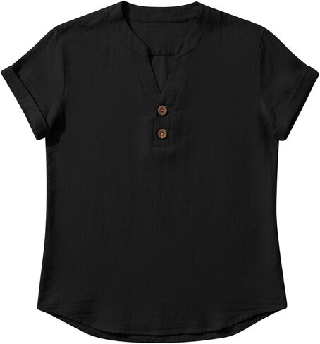 Henley Shirt for Man Short Sleeve V-Neck Tees Button Up Casual Vacation Fashion Basic Beach T-Shirts in Kuwait