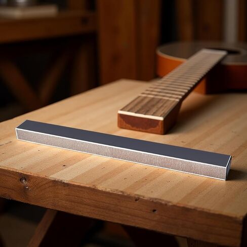 Guitar Fret Leveling Beam, 15.7 in / 40 cm Aluminum Alloy Sanding File Level Bar with 4-Sided Sandpaper, Luthier Repair Tool for Guitars, Stable Rectangular Grip, Easy to Use, Black & Coffee in Kuwait