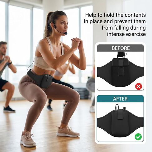 4 Pack Mic Belt Microphone Holder Neoprene Waistband Pouch Carrier with Anti Dropping Strap Adjustable Sweat Absorbent for Fitness Instructors Theatre Speaker Black in Kuwait