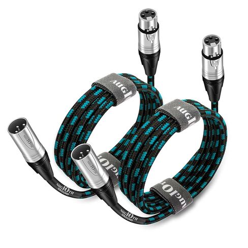 كابل XLR إلى XLR Pro Mic بطول 25 قدم 7.5 متر ذكر إلى أنثى كابلات XLR 3 دبوس سلك ميكروفون محمي متوازن باللون الأزرق الفاتح لخلاط مكبر الصوت وأنظمة السماعات واستوديو التسجيل in Kuwait