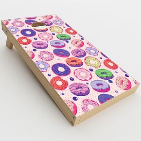 Skin Decal Vinyl Wrap for Cornhole Game Board Bag Toss (2xpcs.) Skins Stickers Cover/Yummy Donuts Doughnuts Pink in Kuwait