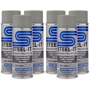 Steel-It 1002D بولي يوريثين أيروسول، طلاءات طلاء صناعية، قابلة للحام، سهلة الاستخدام - رمادي فولاذي (6 عبوات) in Kuwait