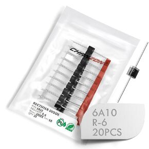 (عبوة من 20 قطعة) صمام ثنائي مقوم Chanzon 6A10 6A 1000V R-6 محوري 6 أمبير 1000 فولت ثنائيات السيليكون الإلكترونية in Kuwait