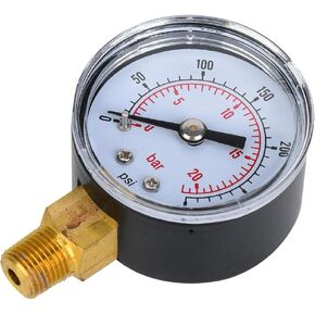 HUIOP 1/8 BSPT Pressure Pointer Type Dual Scale Without Battery, Clear Numeral Readings, Metal Outer Protection, Good Airtightness Guarantee, 6x4x2.5cm Size, 60g Weight (0-100psi,0-7bar) in Kuwait
