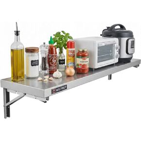 Wilprep Stainless Steel Shelf, 12"x 48" Folding Shelf Commercial Shelf for Kitchen Wall, 220lb Metal Foldable Storage Shelf with & Support Brackets for Restaurant Kitchen Laundry Room Garage in Saudi Arabia