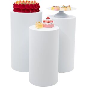 3Pcs Cylinder Pedestal Stands for Parties, White Round Cylinder Stands Dessert Display Plinth Pillars for Party Decor, Wedding, Birthdays, Baby Showers in Saudi Arabia