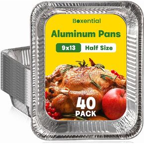 9x13 Aluminum Pans [40 Pack], Extra Heavy Duty Half Size Disposable Aluminum Foil Pans, Deep Baking Pans for Cooking, Roasting, Heating, and Steam Tables in Kuwait