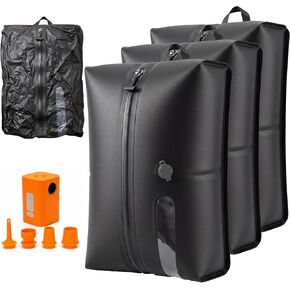 Travel Vacuum Bags with Pump, 18L Carry On Size Vacuum Compression Bags for Travel, Reusable Space Saver Luggage Vacuum Seal Kit with Rechargeable Electric Pump，Black Set (2-Pack) in Saudi Arabia