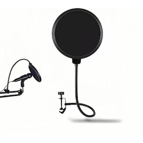 Professional Microphone Pop Filter, Double-Layer Wind Screen with 360° Flexible Metal Arm and Clamp, 5.91 Inch, for Recording Studio, Broadcasting, and Singing – Eliminate Plosives & Hiss in Kuwait