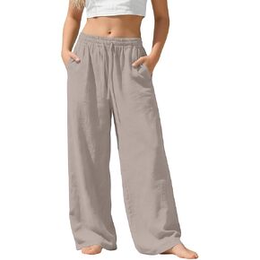 Girls Wide Leg Pants Elastic Waist Drawstring Casual Flowy Beach Trousers with Pockets Comfy Sweatpants Size 3-14T in Kuwait
