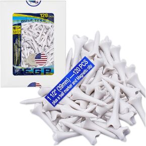 1 1/2 Inch Plastic Golf Tees,Short Golf Tees Plastic 120 Pack-4 Prongs with High Stability and Low-Friction Performance,White Golf Tees–Short Tees for Irons,Par Threes,Hybrids and Driving Range. in Kuwait