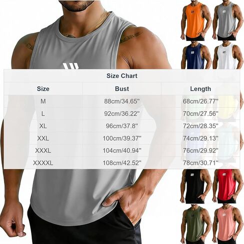 Gym Sleeveless Tank for Men Athletic Basic Solid Color Tshirts Baggy Round Neck Running Workout Shirts in Kuwait