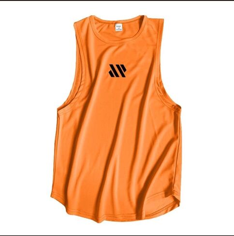 Gym Sleeveless Tank for Men Athletic Basic Solid Color Tshirts Baggy Round Neck Running Workout Shirts in Kuwait