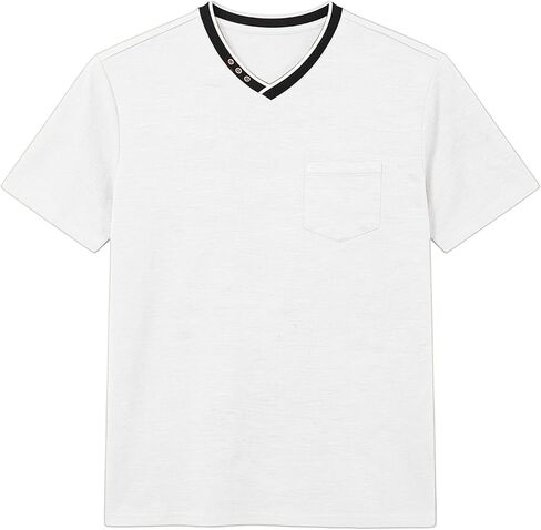 V Neck Basic Short Sleeve Shirt for Mens Solid Color Casual Blouses Tops Summer Holiday Streetwear Tshirts in Kuwait