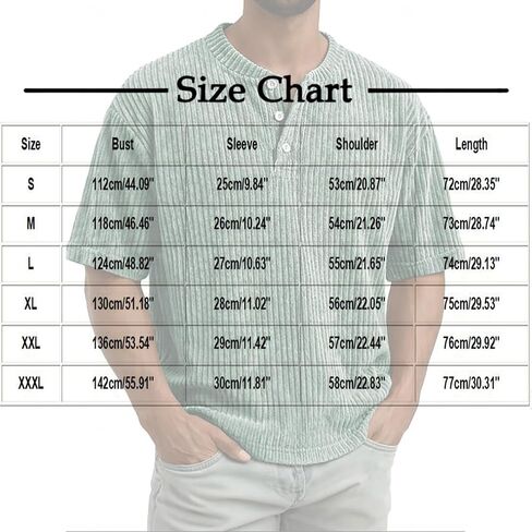 Mens Henley Shirts Long Sleeve Textured Casual Classic Button V Neck T-Shirt Ribbed Lightweight Pullover Tees Tops in Kuwait