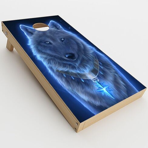 Skin Decal Vinyl Wrap for Cornhole Game Board Bag Toss (2xpcs.) Skins Stickers Cover/Glowing Celestial Wolf in Kuwait