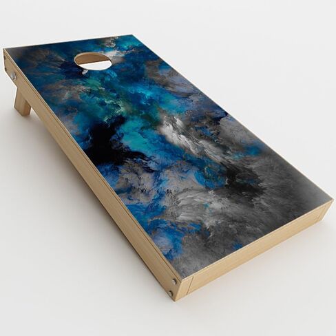 Skin Decal Vinyl Wrap for Cornhole Game Board Bag Toss (2xpcs.) Skins Stickers Cover/Blue Grey Painted Clouds Watercolor in Kuwait