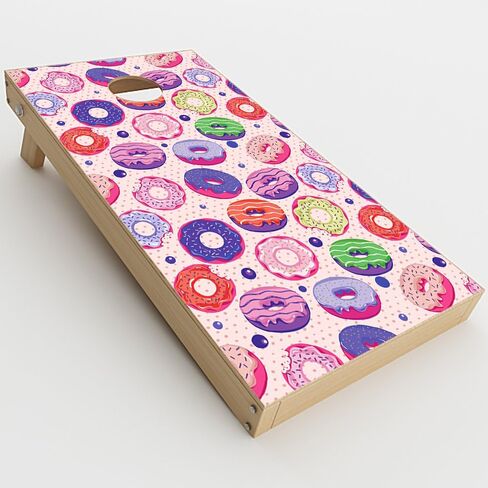 Skin Decal Vinyl Wrap for Cornhole Game Board Bag Toss (2xpcs.) Skins Stickers Cover/Yummy Donuts Doughnuts Pink in Kuwait