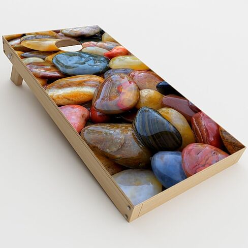 Skin Decal Vinyl Wrap for Cornhole Game Board Bag Toss (2xpcs.) Skins Stickers Cover/Polished Rocks Colors in Kuwait