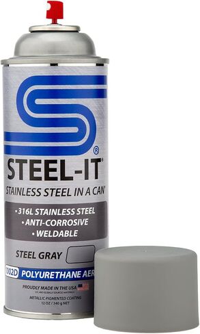 Steel-It 1002D بولي يوريثين أيروسول، طلاءات طلاء صناعية، قابلة للحام، سهلة الاستخدام - رمادي فولاذي (6 عبوات) in Kuwait