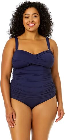 Anne Cole Plus Size Twist Front Shired Bandeaukini in Kuwait
