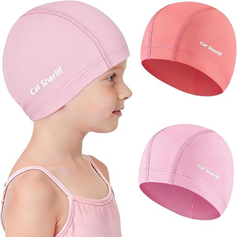 Kids Swim Cap Satin-Lined Swim Cap Lightweight and Breathable for Boys and Girls Ages 6-14 (2-Pack) in Kuwait
