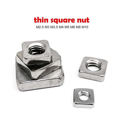 Thin Square Nut Wafer Foursquare Quadrate M2.5 M3 M4 M5 M6 M8 M10 DIN562 304 A2-70 Stainless Steel(50pcs M2.5) in Kuwait