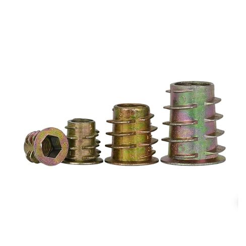 M4 M5 M6 M8 M10 Zinc Alloy Wood Furniture Thread Insert Nut Flange Hex Drive Socket Woodworking Embedded Desk Bed Cabinet Nuts(M4x10 (100Pcs)) in Kuwait