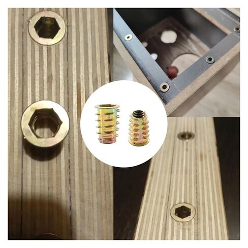M4 M5 M6 M8 M10 Zinc Alloy Wood Furniture Thread Insert Nut Flange Hex Drive Socket Woodworking Embedded Desk Bed Cabinet Nuts(M4x10 (100Pcs)) in Kuwait