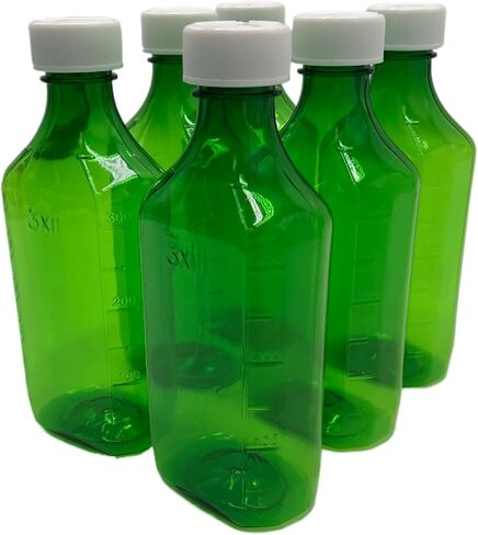 Sandhill Tools Graduated Green Oval RX 12 oz Bottles with Child-Resistant Caps – Plastic Prescription Bottles (Pack of 6) in Kuwait