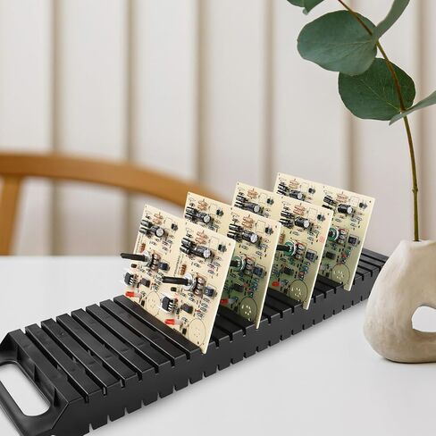 حامل لوحة الدوائر المقاومة للكهرباء الساكنة ذو 25 فتحة PCB مع تصميم ثبات مزدوج الأذن لتخزين المكونات الإلكترونية وأعمال اللحام 18.70X5.31X1.33 بوصة 3 عبوات in Kuwait