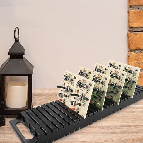 حامل لوحة الدوائر المقاومة للكهرباء الساكنة ذو 25 فتحة PCB مع تصميم ثبات مزدوج الأذن لتخزين المكونات الإلكترونية وأعمال اللحام 18.70X5.31X1.33 بوصة 3 عبوات in Kuwait