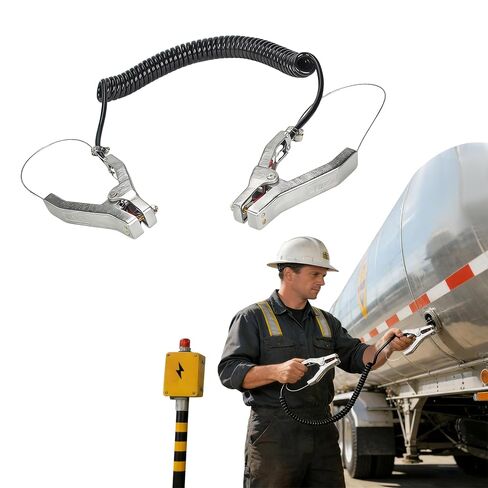 THOUSANDSUNNY Grounding Cable Clamp, 16.4ft Anti Static Ground Wire with Clamp Generator Grounding Kit for Gas Station Oil Depot Chemical Plant in Kuwait