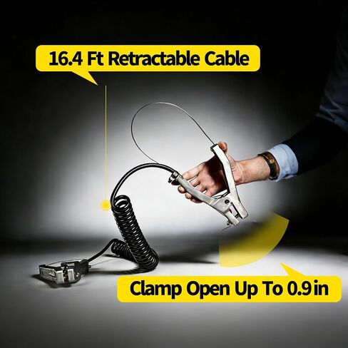 THOUSANDSUNNY Grounding Cable Clamp, 16.4ft Anti Static Ground Wire with Clamp Generator Grounding Kit for Gas Station Oil Depot Chemical Plant in Kuwait