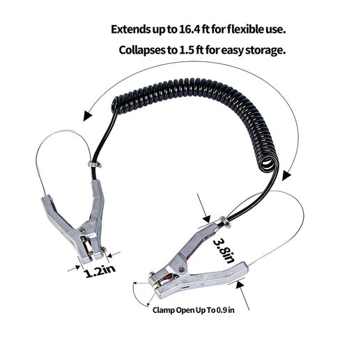 THOUSANDSUNNY Grounding Cable Clamp, 16.4ft Anti Static Ground Wire with Clamp Generator Grounding Kit for Gas Station Oil Depot Chemical Plant in Kuwait
