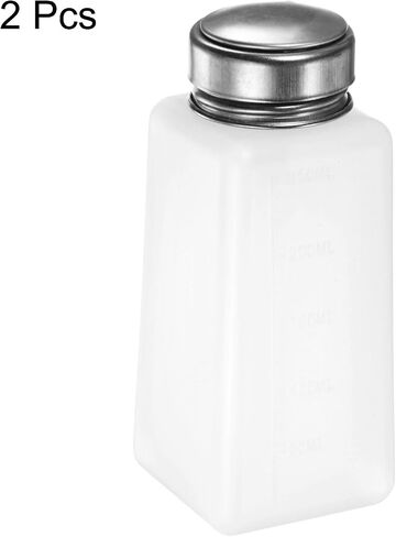 2pcs Solvent Alcohol Dispensers 250ml(8.5oz) Push Down Liquid Dispenser Pump Bottle with Sealing Stainless Steel Lid for Acetone Cleanser Polish Remover, White in Kuwait