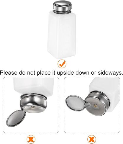 2pcs Solvent Alcohol Dispensers 250ml(8.5oz) Push Down Liquid Dispenser Pump Bottle with Sealing Stainless Steel Lid for Acetone Cleanser Polish Remover, White in Kuwait