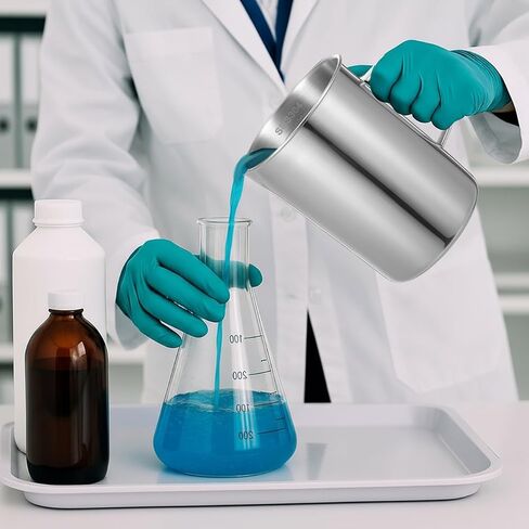 OUNONA Laboratory Measuring Cup Stainless Steel Beaker with Graduated Scale 5.82X3.93X3.74 Inch for Accurate Liquid Measurement in Chemistry Class and Kitchen Use in Kuwait