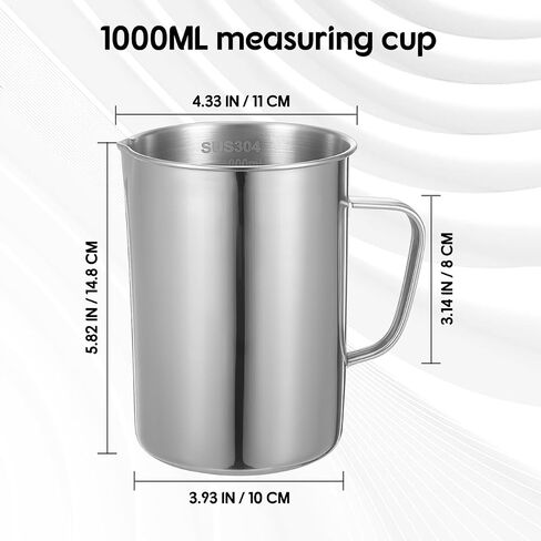 OUNONA Laboratory Measuring Cup Stainless Steel Beaker with Graduated Scale 5.82X3.93X3.74 Inch for Accurate Liquid Measurement in Chemistry Class and Kitchen Use in Kuwait