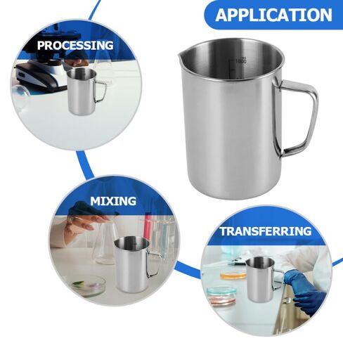 OUNONA Laboratory Measuring Cup Stainless Steel Beaker with Graduated Scale 5.82X3.93X3.74 Inch for Accurate Liquid Measurement in Chemistry Class and Kitchen Use in Kuwait