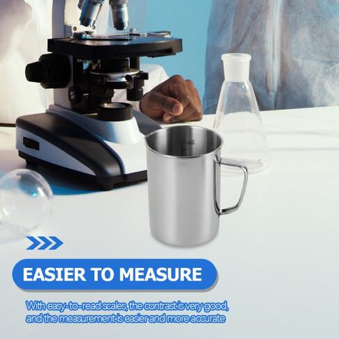 OUNONA Laboratory Measuring Cup Stainless Steel Beaker with Graduated Scale 5.82X3.93X3.74 Inch for Accurate Liquid Measurement in Chemistry Class and Kitchen Use in Kuwait