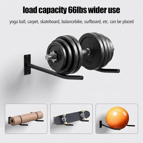 4Pcs Wall Mount Exercise Ball Holder, Heavy Duty Ball Holder Wall Mount, Metal Yoga Ball Rack for Stability Balls, Yoga Mats, Gym, Garage, Home Storage, Black in Kuwait