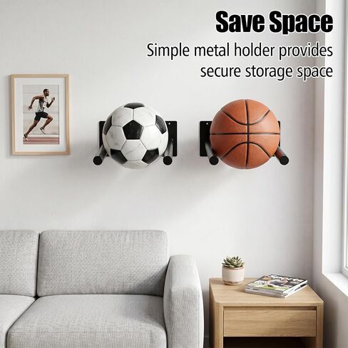 4Pcs Wall Mount Exercise Ball Holder, Heavy Duty Ball Holder Wall Mount, Metal Yoga Ball Rack for Stability Balls, Yoga Mats, Gym, Garage, Home Storage, Black in Kuwait
